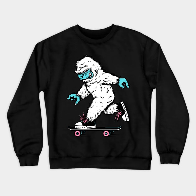 Skateboarding Yeti Crewneck Sweatshirt by CyberpunkTees